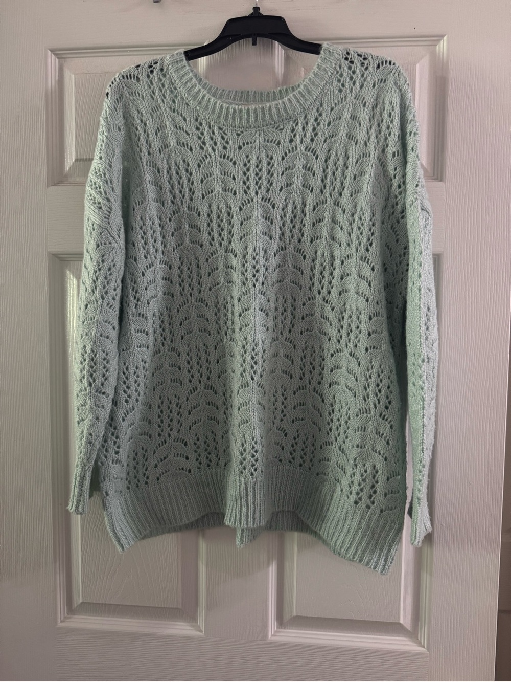 Ultra Flirt Mint Openwork Crew Neck Sweater